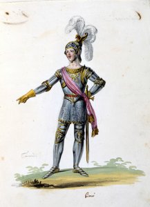Costume for the character of Tancrede drawn by Gironi for the opera “Tancredi” (Tancrede) by Gioacchino Rossini. 1813 by Unknown artist