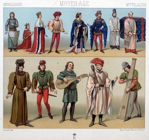 Costumes and musicians in the Middle Ages from the 13th to the 15th century. In 