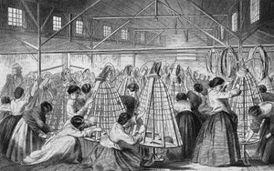 Crinoline factories: the laying of hoops by Unknown artist