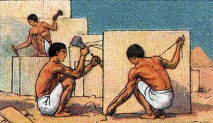 Daily Life in Ancient Egypt: Stone-Cutters Working on Pyramid Construction Sites by Unknown Artist