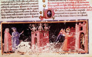 Dante and Virgil at the gate of Dite controlled by the furies (song 9 of Hell, in the Divine Comedy) by Unknown artist