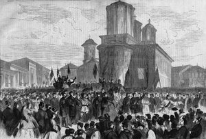 Demonstration in Bucharest for Prince Charles of Hohenzollern-Sigmaringen, new king of Romania