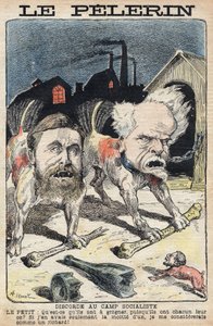 Disputes between the socialists Jean Jaures (1859-1914) (left) and Henri Rochefort (1831-1913) (right). Illustration in Le Pelerin of 19 June 1898. by Unknown artist