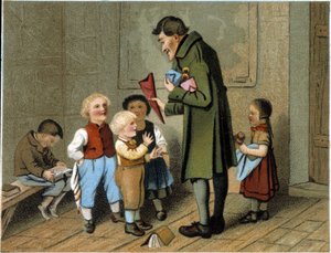Distribution of awards at school - chromolithography, late 19th century by Unknown artist