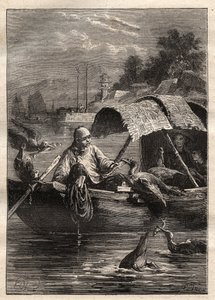 Embassy of Lord George McCartney (1737-1806) in China (1792-1793): The bird Leut-ze, stands for fishing (cormorant fishing) - illustration from 