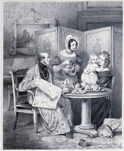 English couple taking tea - 19th century by Unknown artist