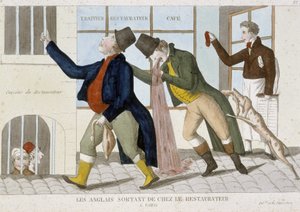 English Leaving the Restaurant (Vomiting) - Engraving