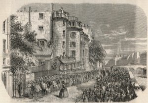 Entry of the Police Prefecture by Rue de Jerusalem at the Corner of Quai des Orfevres in Paris in the 19th Century Before 1871 - Engraving in Tableau-de-Paris by Edmond Texier 1852 by Unknown artist
