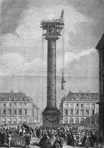 Establishment of the New Statue of Napoleon I above the Column of Place Vendome in Paris on November 4
