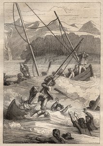 Expedition around the world by Jean Francois Galaup de La Perouse: shipwreck of the boats at the port of the French (Alaska) - illustration taken from The Great Mariners of the 18th century by Unknown artist