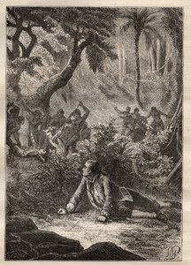 Expedition by Nicolas Thomas Marion-Dufresne (Marion Dufresne) (1729-1772): the only surviving sailor witness the massacre of all his comrades, including Marion, by the natives of Assassins Bay (Matuaro Island, New Zealand) - illustration taken from 