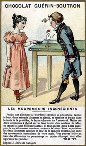 Experience of two children with matches and a knife (Chromolithography of chocolate packaging Guérin Boutron) by Unknown artist