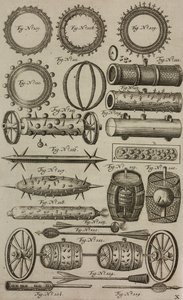 Explosive Cylinders and Barrels, Engraving from Grand Art of Artillery by Casimir Siemienowicz by Unknown artist