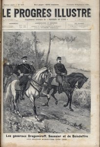 Franco-Russian Relations - French General Saussier and Russian General Mikhail Ivanovich Dragomirov and Raoul Francois Charles Le Mouton de Boisdeffre at the time of the army manoeuvres in the Vosges by Unknown artist
