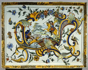 Faience Dish Representing a Wild Boar Hunting Scene by Unknown artist