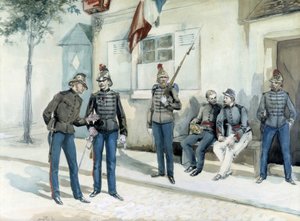 Firefighters in Front of Their Barracks in 1870