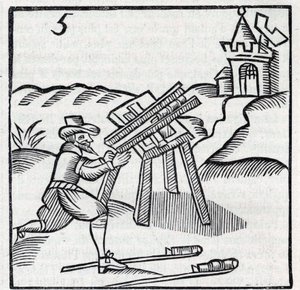 Fireworks and fireworks: Artisan throwing chopsticks. Reproduction of the engravings of the work of the French Jesuite Jean Leurechon 