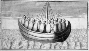 Fleet of Roman soldiers (engraving)