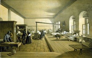 Florence Nightingale (1820 - 1910) in a hospital in Scutari in Turkey around 1855 by Unknown artist