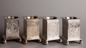 Four saltcellars: Left to the right: 1636
