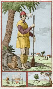 French buccaneer from Santo Domingo (Haiti). Engraving in 