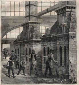 French industries: the manufacture of porcelain buttons - Engraving In La Science francaise by Unknown artist