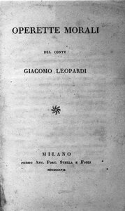 Frontispiece of Operette Morali (Small Moral Works) by the Italian poet Giacomo Leopardi (1798-1837) 1827 by Unknown artist
