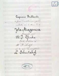 Frontispiece of Capriccio brilliant on the theme of Jota Aragonese by Mikhail Glinka by Unknown artist