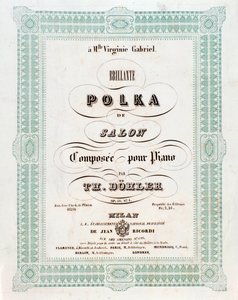 Frontispiece of musical score of Polka de salon by Theodor von Dohler by Unknown artist