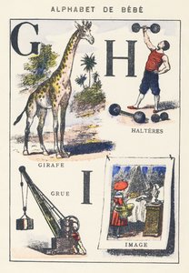 G H I: Giraffe, Crane, Dumbbells, Image