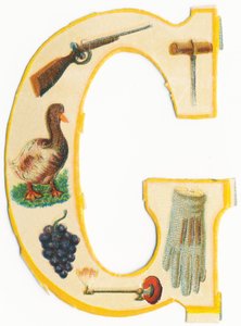 G: gun, gimlet, goose, grape, gas lamp, glove