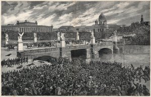 German workers, rioting in Berlin, are cleared away by the police to allow the passage of Kaiser Wilhelm by Unknown artist