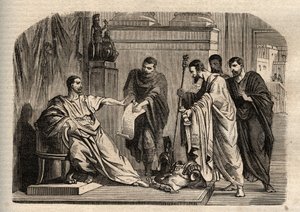Gordian I (158-238) refusing imperial dignity - engraving in 