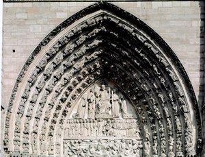 Gothic Art: Detail of the Central Portal of the Notre Dame Cathedral, Paris by Unknown artist