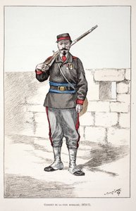Guardians of the Peace mobilizes. Eau forte en couleurs, for illustration History of the corps des gardiens de la paix book published under the auspices of Louis Lepine, by Alfred Rey and Louis.