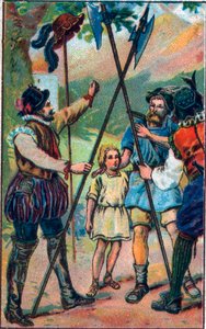 William Tell (legendary hero of Swiss independence) refused to bow to the hat. Chromolithography of the late 19th century. by Unknown artist