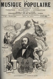 Gustave Nadaud (1820-1893), French songwriter and his songs - engraving in La musique populaire illustrious weekly newspaper - 1882