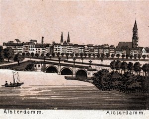 Hamburg, Germany: view of the Alsterdamm. The world illustrates 168 views (end of 19th century) by Unknown artist