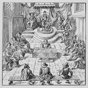 Henri III (1551 - 1589) Holding the Estates General in Blois in 1576 - in Collection of 39 Figures Representing the Calamities of France from 1562 to 1586 by Louis Perrin Imprimerie by Unknown artist