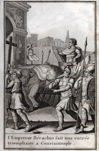 Heraclius I (Flavius Heraclius, Herakleios), Byzantine emperor, made a triumphant entrance to Constantinople. He climbed on a chariot reached by four elephants and brought before him the True Cross (Holy Cross) which had been taken from by Unknown artist