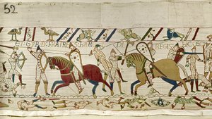 Here fell the brothers of Harold: Gyrth and Leofwine, Bayeux Tapestry by Unknown artist