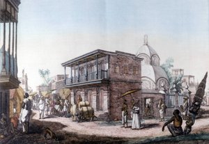 Hindu buildings: street in the city of Calcutta, India by Unknown artist