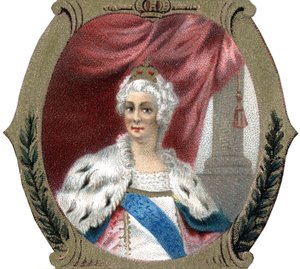 History of Russia: Portrait of Catherine II of Russia (1729-1796). Late chromolithography of the 19th century. by Unknown artist
