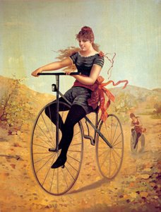 History of the Bicycle: Velocipedist or a Woman Pedaling on a Bike