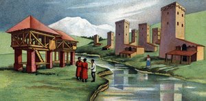 Houses with fortified towers, Western Caucasus, Soviet Union (1930s) by Unknown Artist