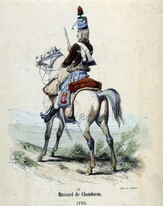 Hussar of Chamboran in 1793 on horseback by Unknown artist