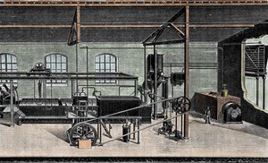 Ice manufacture: customs installation. 19th century engraving by Unknown artist