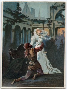Illustration of Ernani by Italian composer Giuseppe Verdi, act 2, scene IV opera created in 1844 after the tragedy Hernani by Victor Hugo. Chromolithography of the late 19th century. by Unknown artist