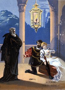 Illustration of “Ernani” by Italian composer Giuseppe Verdi (1813 - 1901), act V, scene 6, opera created in 1844 after Victor Hugo