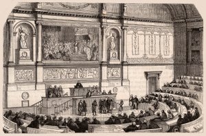 Inside view of the National Assembly at a session of the Chamber of Deputies, Paris, France